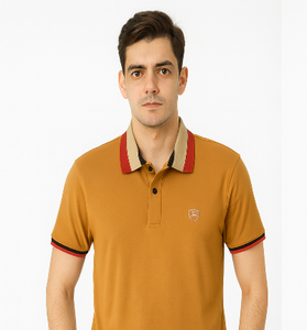 Mustard Polo T-Shirt with Contrast Collar