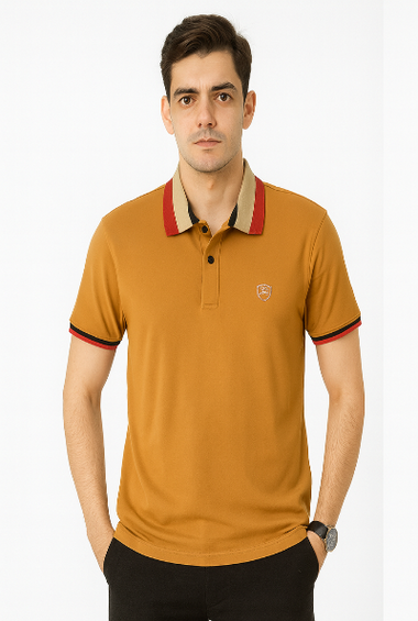 Mustard Polo T-Shirt with Contrast Collar