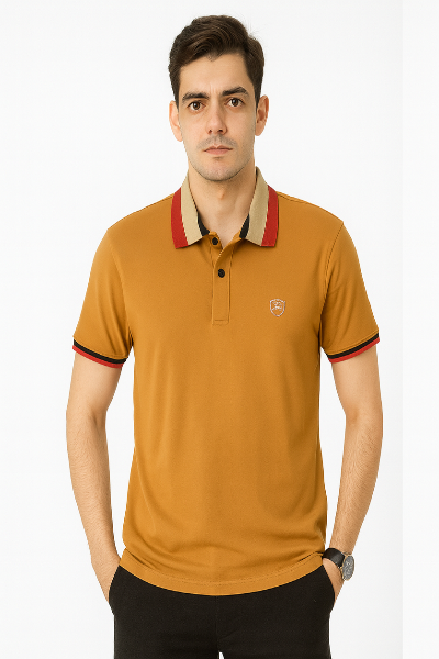 Mustard Polo T-Shirt with Contrast Collar