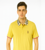 Yellow Polo T-Shirt with Checked Collar