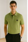 Olive Green Patterned Polo T-Shirt