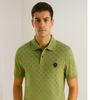 Olive Green Patterned Polo T-Shirt