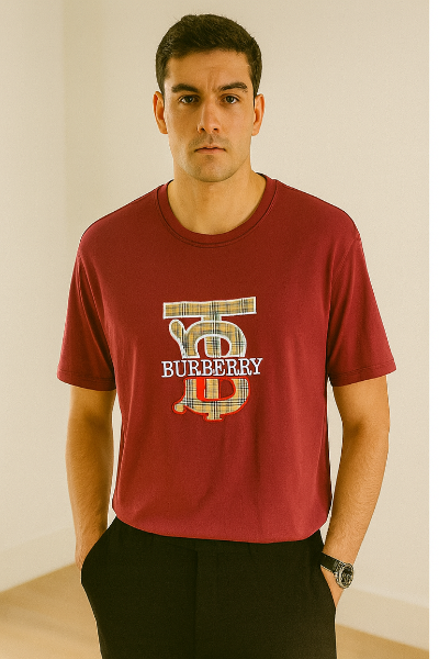 Maroon Burberry Graphic T-Shirt