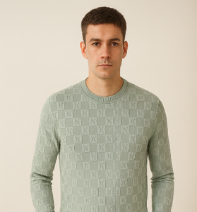 Mint Green Checkered Knit Sweater