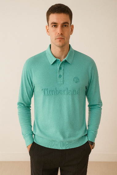 Teal Timberland Logo Polo Sweatshirt