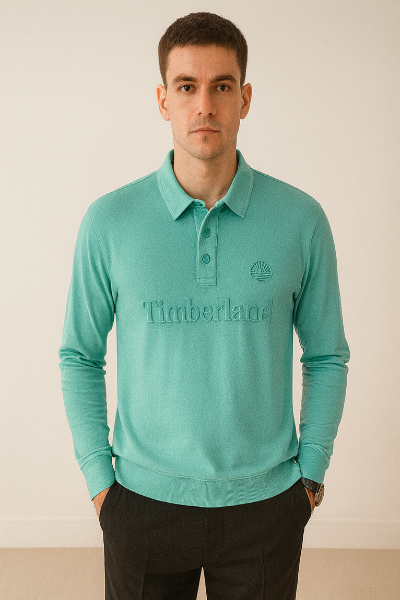 Teal Timberland Logo Polo Sweatshirt