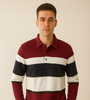 Burgundy &amp; Navy Striped Polo Sweatshirt