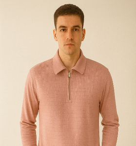 Pink Half-Zip Knit Polo