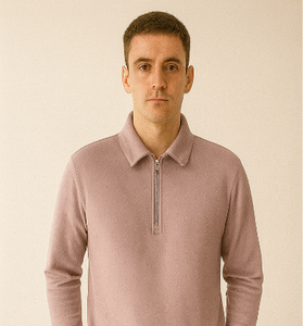 Mauve Textured Half-Zip Polo