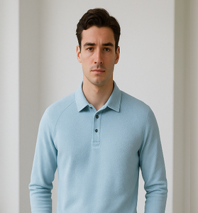 Sky Blue Long-Sleeve Polo