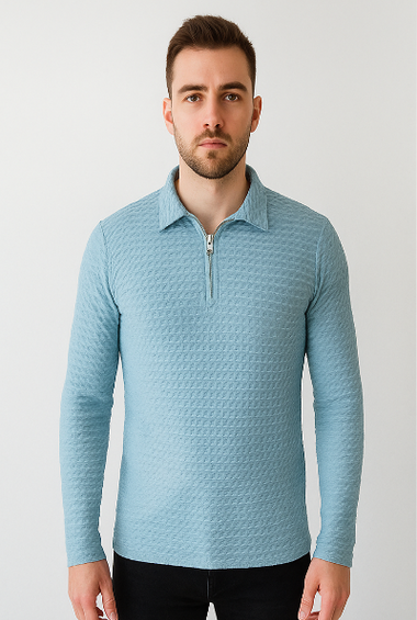 Sky Blue Half-Zip Knit Polo