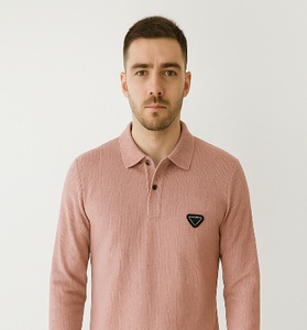 Dusty Pink Polo Sweatshirt with Logo Patch