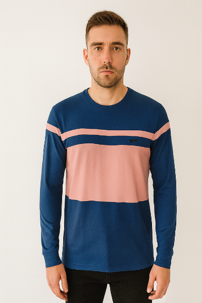 Navy & Pink Colorblock Sweatshirt