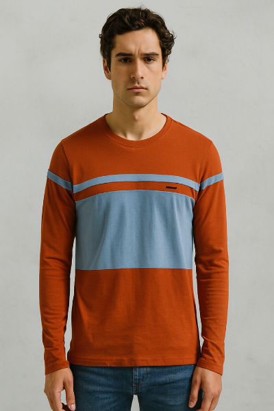 Rust & Blue Colorblock Sweatshirt