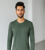 Olive Green Textured Knit Sweatshirt