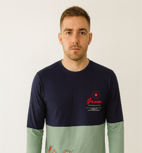 Navy &amp; Green Colorblock Graphic Sweatshirt