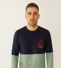 Navy &amp; Green Colorblock Graphic Sweatshirt