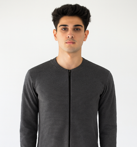 Charcoal Grey Full-Zip Knit Jacket