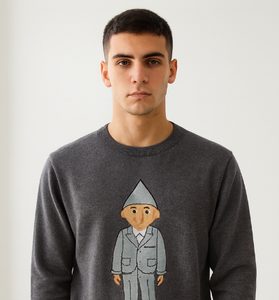 Charcoal Grey Cartoon Graphic Sweatshirt