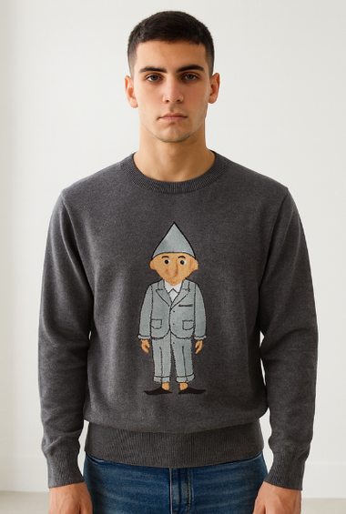 Charcoal Grey Cartoon Graphic Sweatshirt