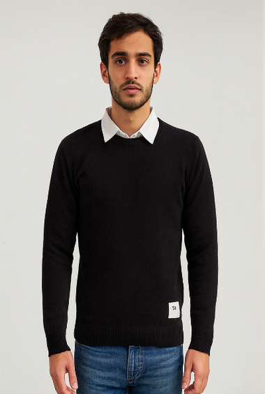 Classic Black Crew-Neck Sweater