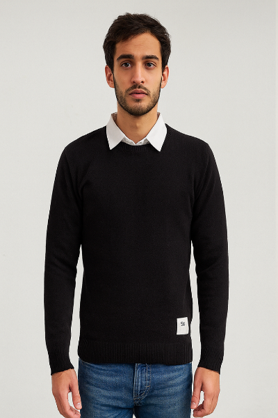 Classic Black Crew-Neck Sweater