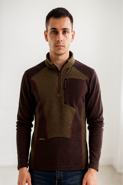 Brown & Olive Outdoor Half-Zip Sweatshirt