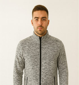 Grey Melange Full-Zip Sweatshirt