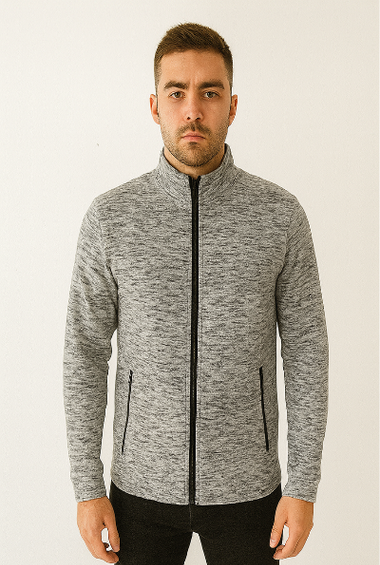 Grey Melange Full-Zip Sweatshirt