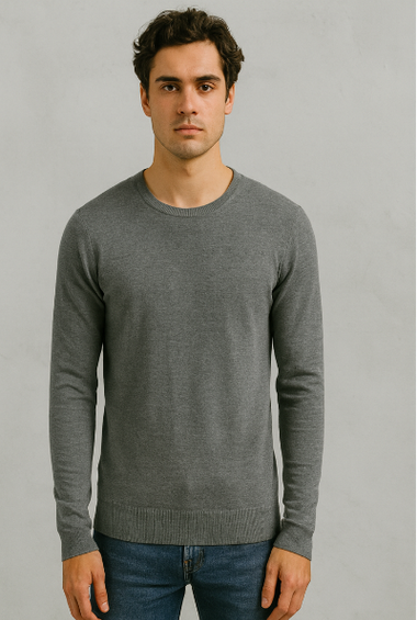Plain Grey Crew-Neck Sweater