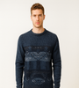 Navy Jacquard Knit Sweater