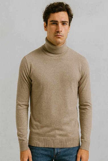 Beige Turtleneck Sweater