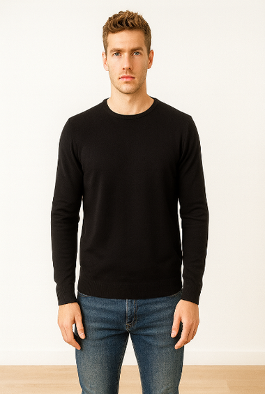 Classic Black Crew-Neck Sweater