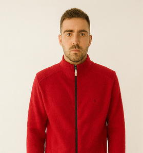 Red Full-Zip Woolen Sweatshirt