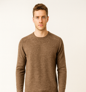 Brown Crew-Neck Wool Sweater