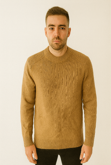 Camel Ribbed Shoulder Sweater