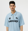 Light Blue Balenciaga Half-Zip Polo T-Shirt