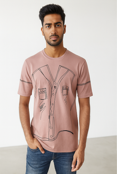 Mauve Graphic Sketch T-Shirt