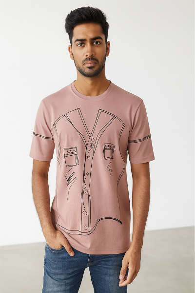 Mauve Graphic Sketch T-Shirt