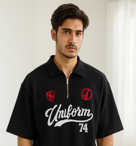 Black Uniform Graphic Polo T-Shirt