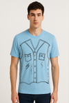 Light Blue Sketch Graphic T-Shirt