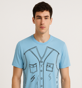 Light Blue Sketch Graphic T-Shirt