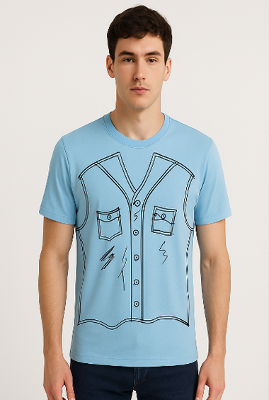 Light Blue Sketch Graphic T-Shirt
