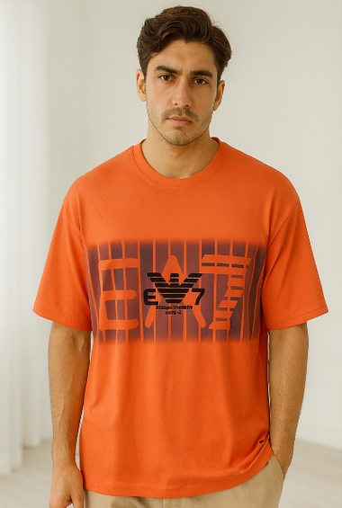 Orange EA7 Logo T-Shirt
