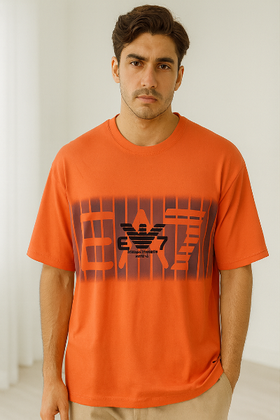 Orange EA7 Logo T-Shirt