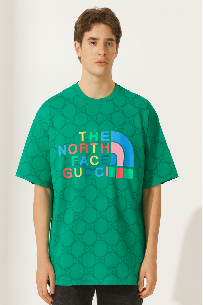 Green Gucci x North Face Logo T-Shirt