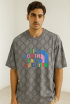 Grey Gucci x North Face Logo T-Shirt