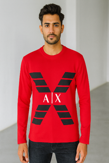 Red Armani Exchange Long Sleeve T-Shirt