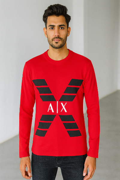 Red Armani Exchange Long Sleeve T-Shirt