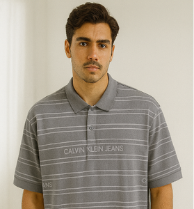 Grey Calvin Klein Jeans Polo T-Shirt
